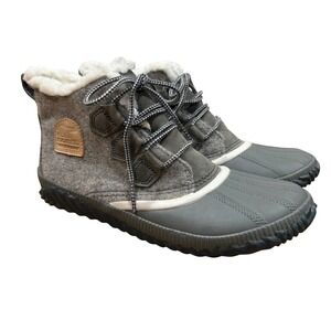 Sorel Out 'N About Plus Women's Grey Felt Waterproof Winter Boots Size 9.5